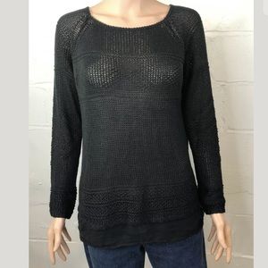 Anthropologie Paper Crane Knit Sweater Black